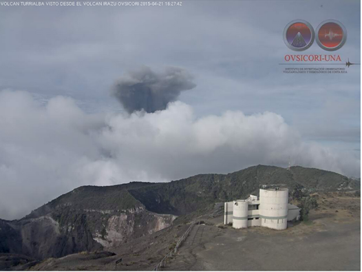 The latest eruption of the Turrialba volcano sent a column of ash 6,500 feet into the air. (OVSICORI)