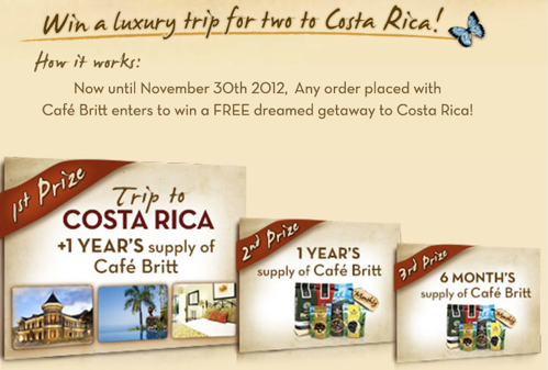 win a trip to costa rica with cafe britt