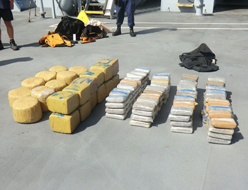 The British Navy seized 250 kilograms of marijuana off a fishing vessel in the Caribbean on Dec. 26. (Courtesy of British Royal Navy)