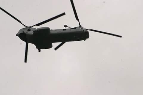 A US Army CH-47 Chinook is seen flying over the Lake Arenal area (Amanda TC / FB / ICR News)